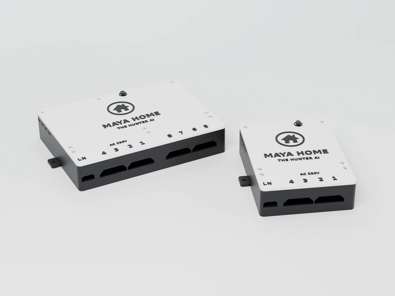 The 8 channel and 4 channel MAYA HOME boxes side by side